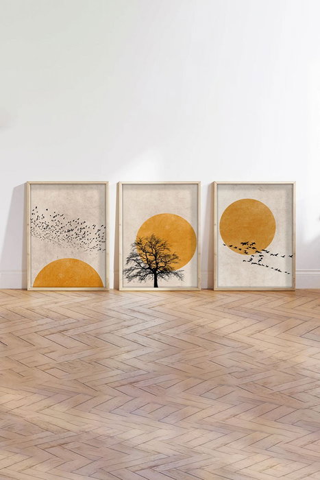 Wallity Cuadro Decorativo Enmarcado en MDF de 3 Piezas 30 x 40 cm